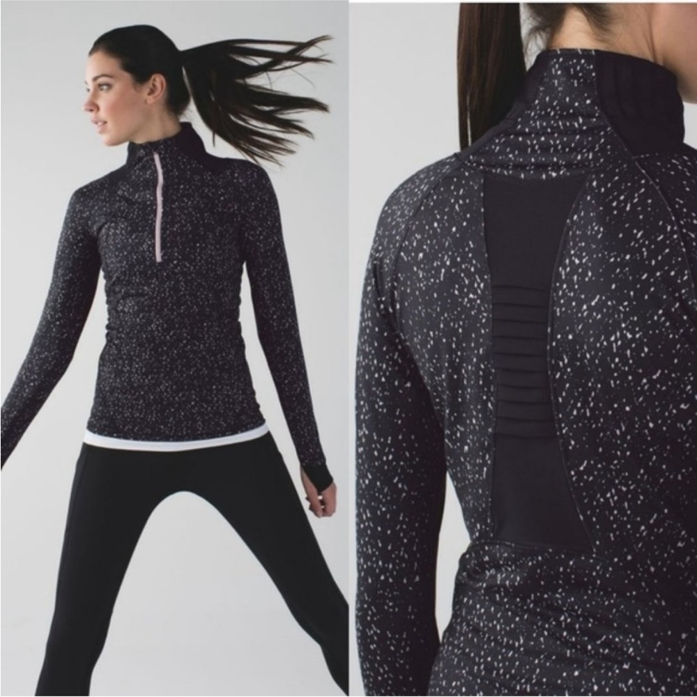 Lululemon Go The Distance 1/2 Zip Pullover Black Berry Speckle 6